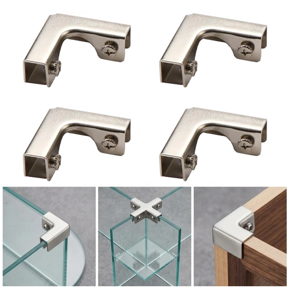 4Pcs 8-10mm 10-12mm Glass Clips Thickened L/T-shaped Right-angle Glass Clips Fixing Bracket For Tile Flower Pot Connection