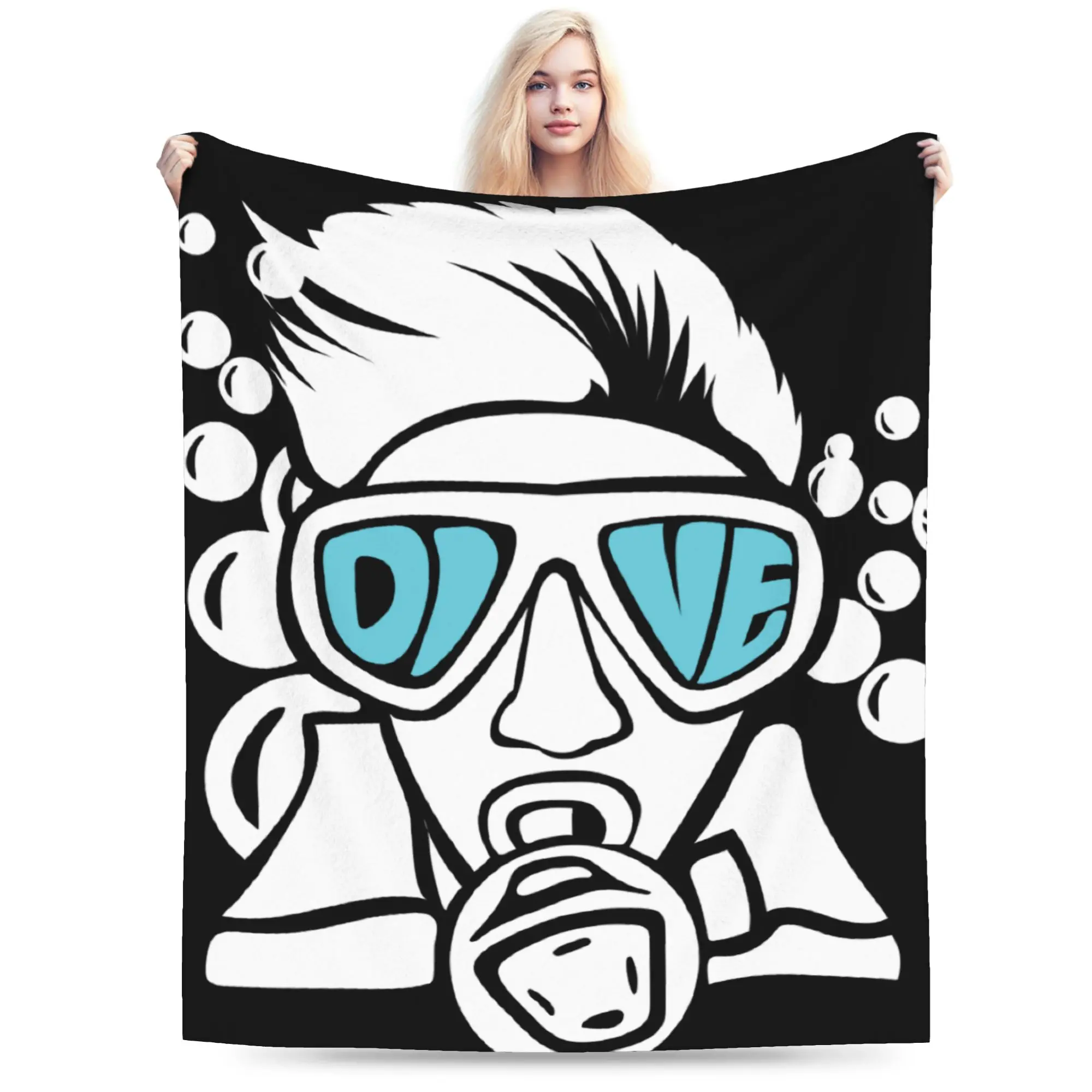 Custom Diver Blanket Soft Fleece Autumn Warm Flannel Scuba Diving Throw Blankets for Sofa Car Bedroom Bedspread