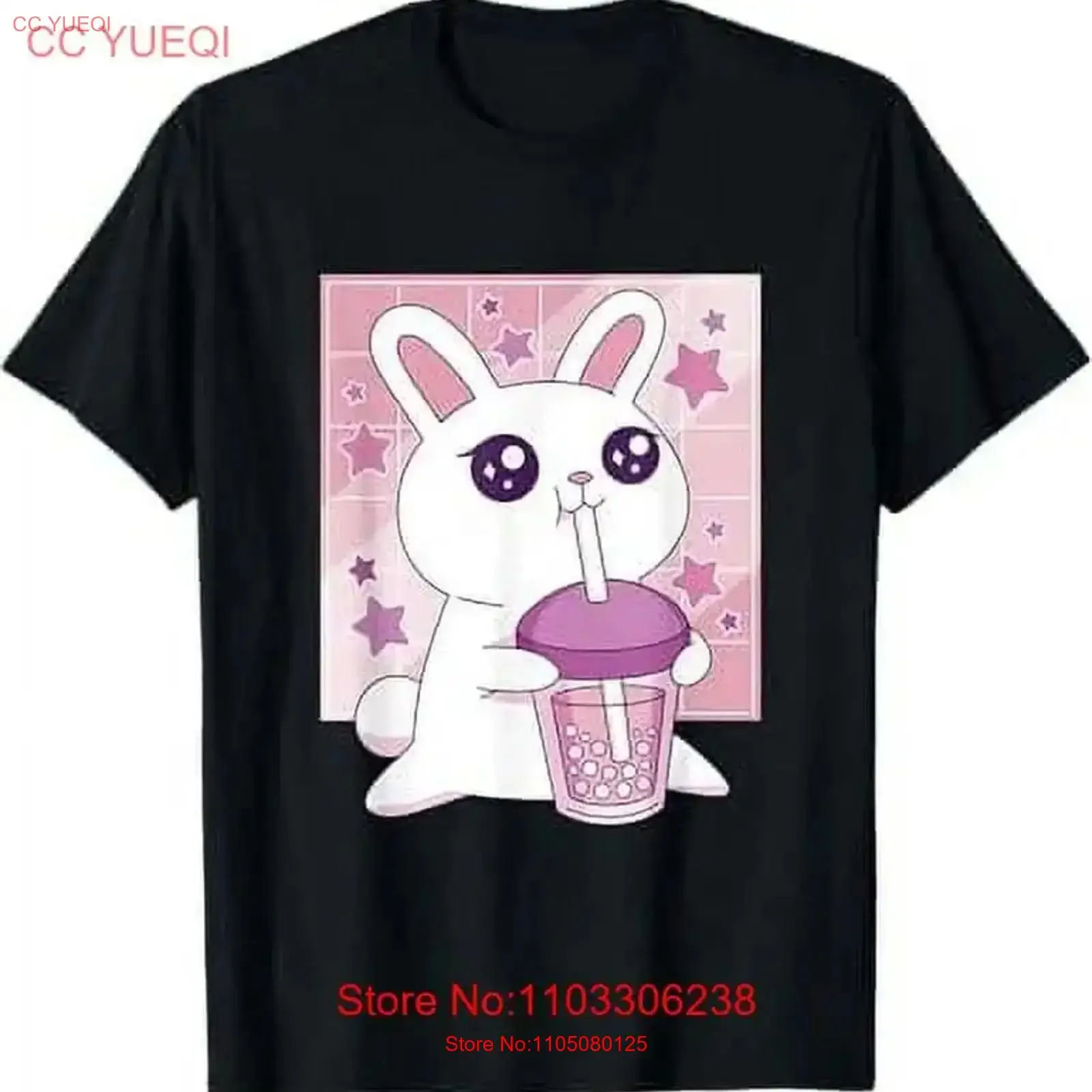 Bunny Boba Bubble de té Anime Kawaii Año del conejo camiseta vintage lavada Casual elegante versátil gráfico homme
