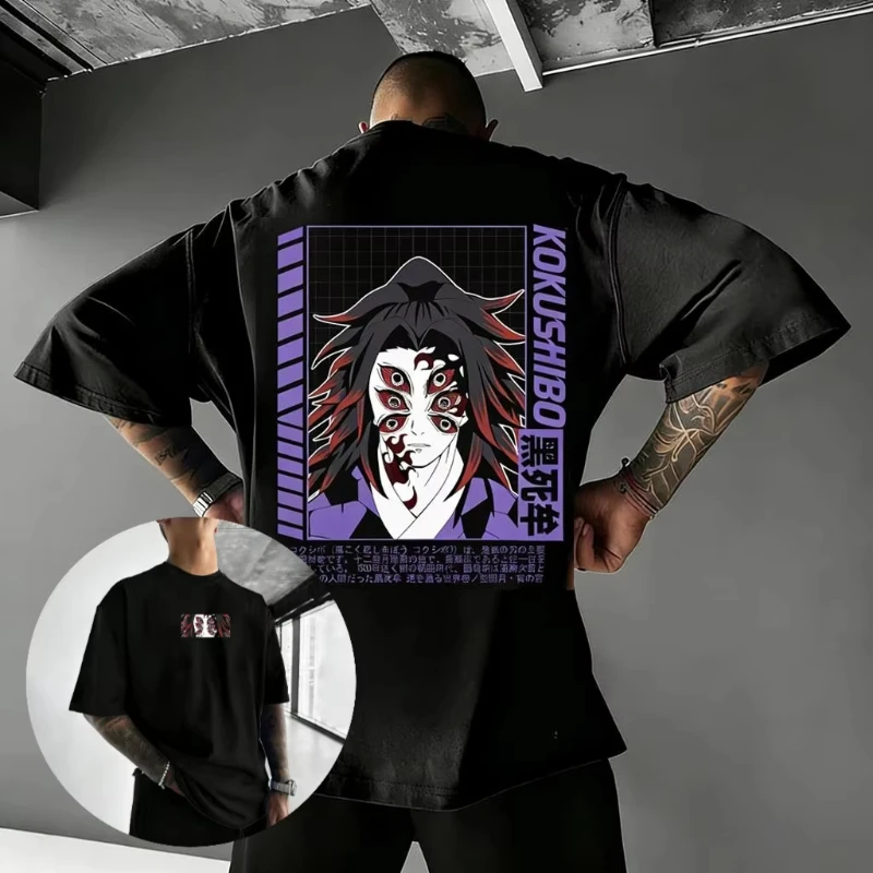 

Kokushibo Anime T Shirt Men Women Cotton Short Sleeve Tee Demon Slayer Upper Moon Graphic Print Streetwear Casual 2026 Summer