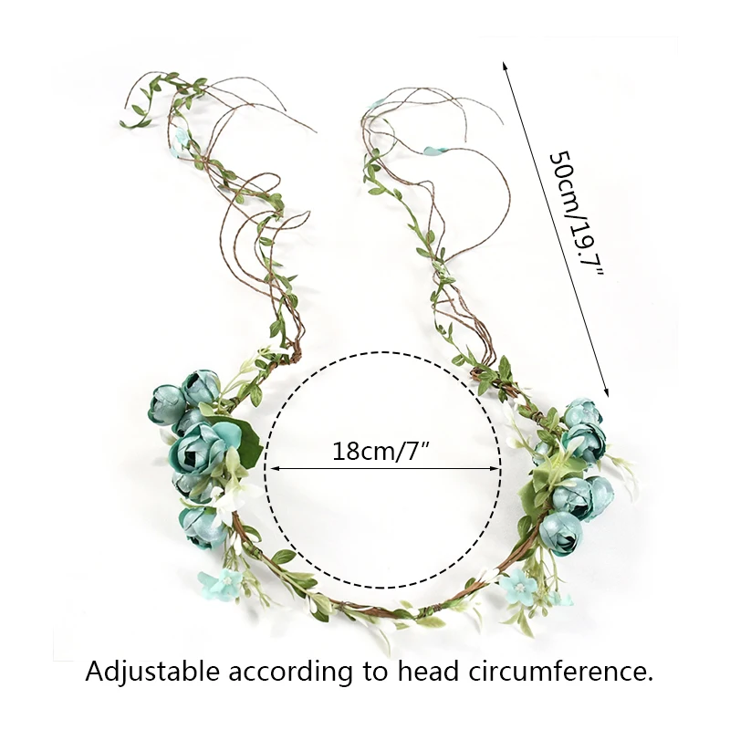 Bride Flower Crown Hairband Rose Flower Wreath Hair Hoop Fairy Aura Headwear Wedding Decoration Garland Girl Decor Accessories