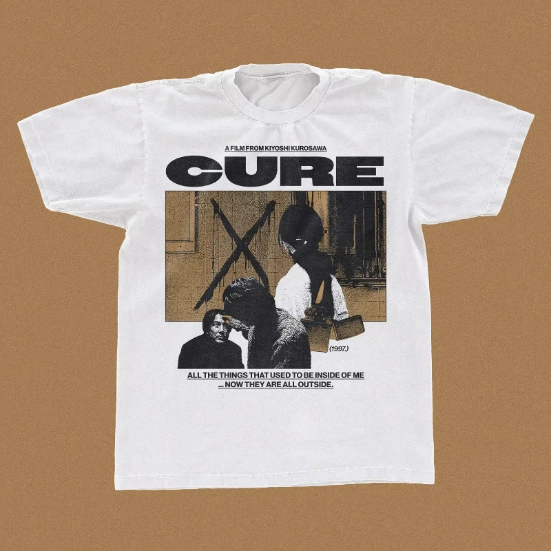 Men's T-shirt Summer New Cotton Retro Neutral Casual Fashion T-shirt Healing Movie Japanese Horror Psychology T-shirt