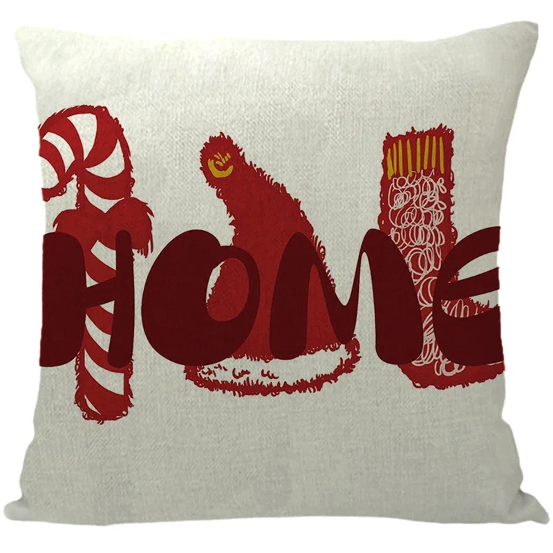 Christmas Pillowcase, Snow/Tree/Letters Print Throw Pillow Cover Home Decor for Sofa Bedroom