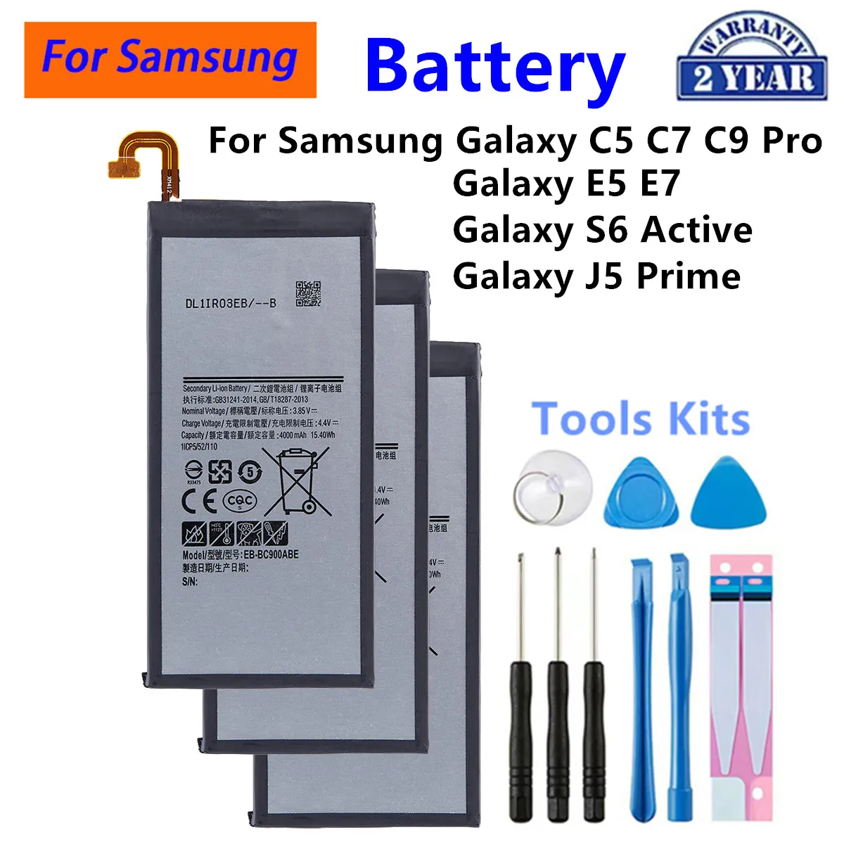

EB-BC900ABE EB-BG890ABA EB-BG57CABE EB-BC500ABE Battery For Samsung Galaxy C5 C7 C9 Pro Galaxy E5 E7 S6 Active J5 Prime