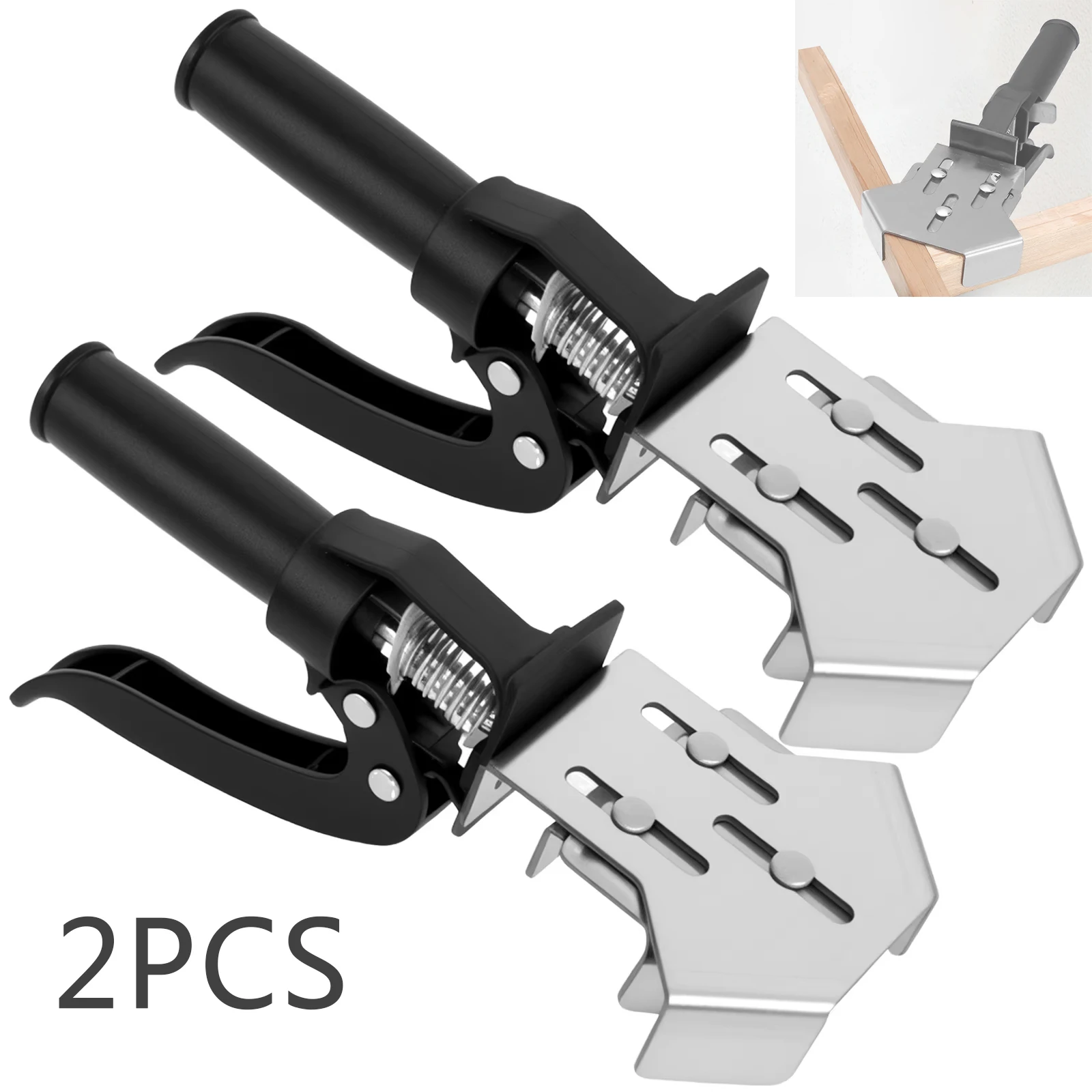 2Pcs Stainless Steel Right Angle Clamp Precise Angle Corner Clamp Firm Clamping 90 Degree Corner Clip for Woodworking