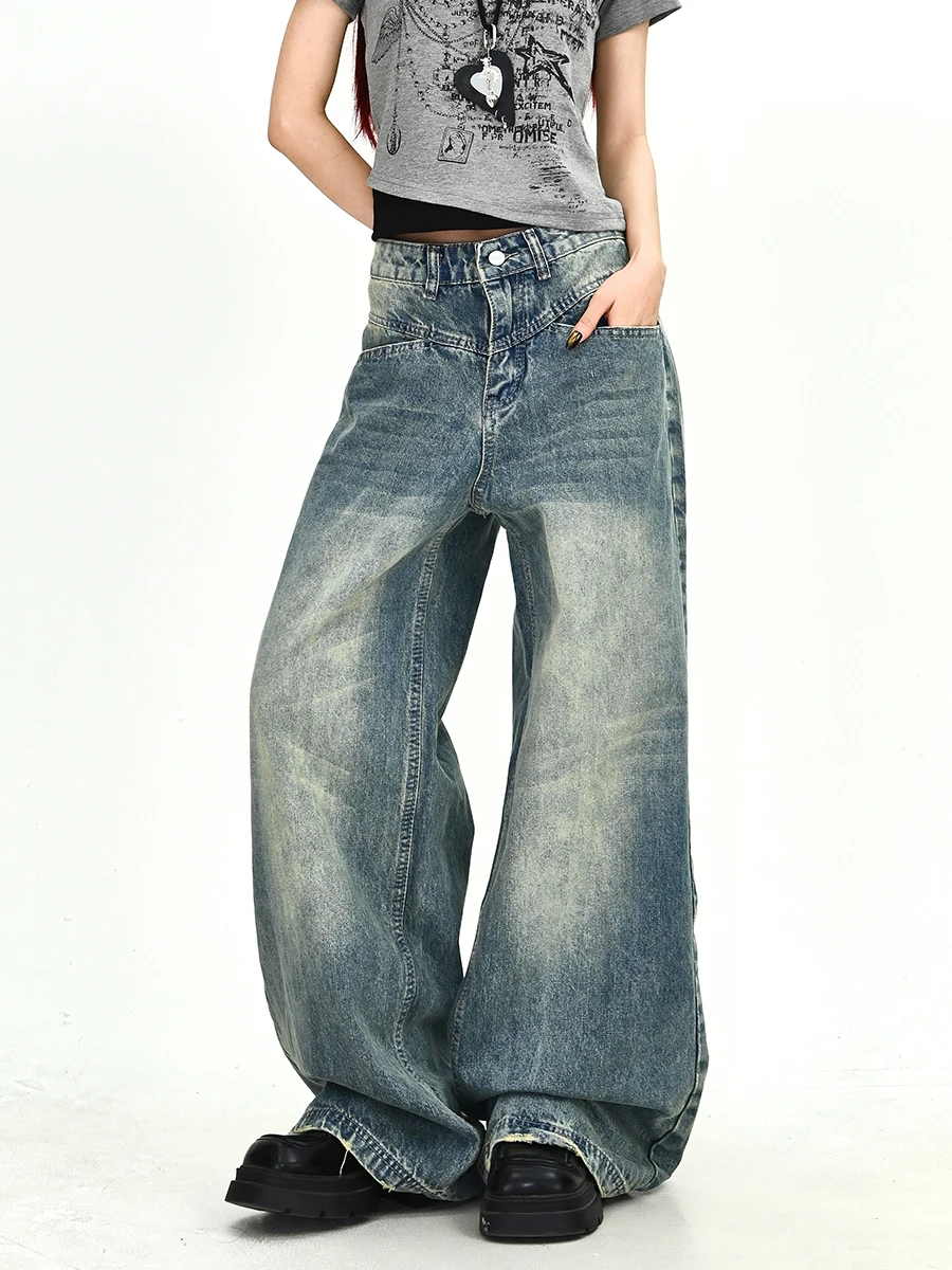 

American Washed Loose Women's Jeans High Waist Slimming Floor-Length Wide Leg Pants Trendy Comfortable Casual High Waist