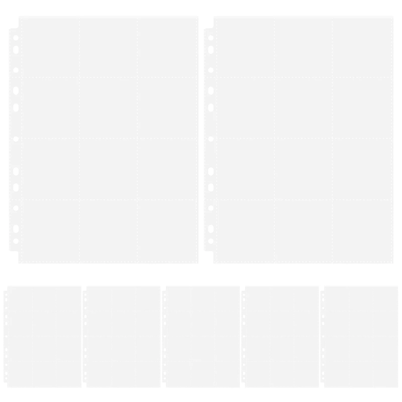 

10 pcs Badge Card Book Pages A4 Universal Hole 12 Grids Plastic Sleeves Collector Stamp Album Storage Clear Display Portable PP