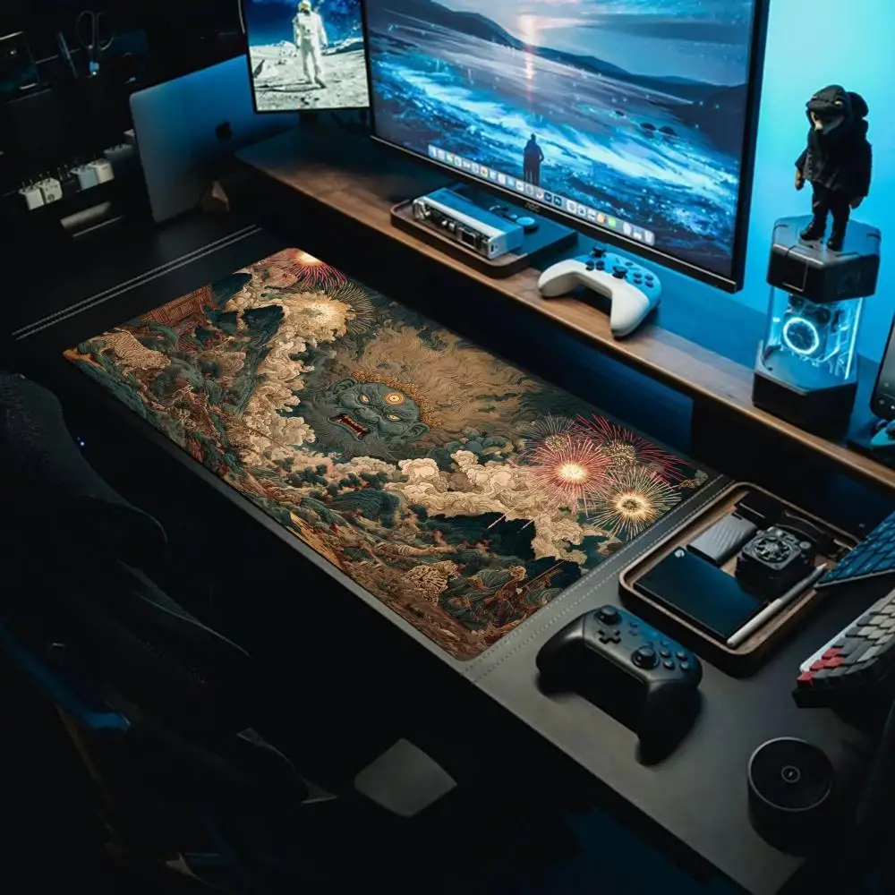 

Mountain and sea seclusion mouse pad large game mouse table pad game player rubber anti-wrinkle non-slip bottom table pad