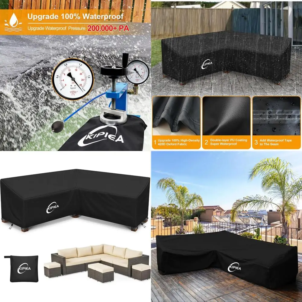 

V-образный чехол для секционного дивана, ткань Оксфорд 420D, уличный чехол с ветрозащитными пряжками, защита от ультрафиолета, устойчивый к выцветанию и разрыву