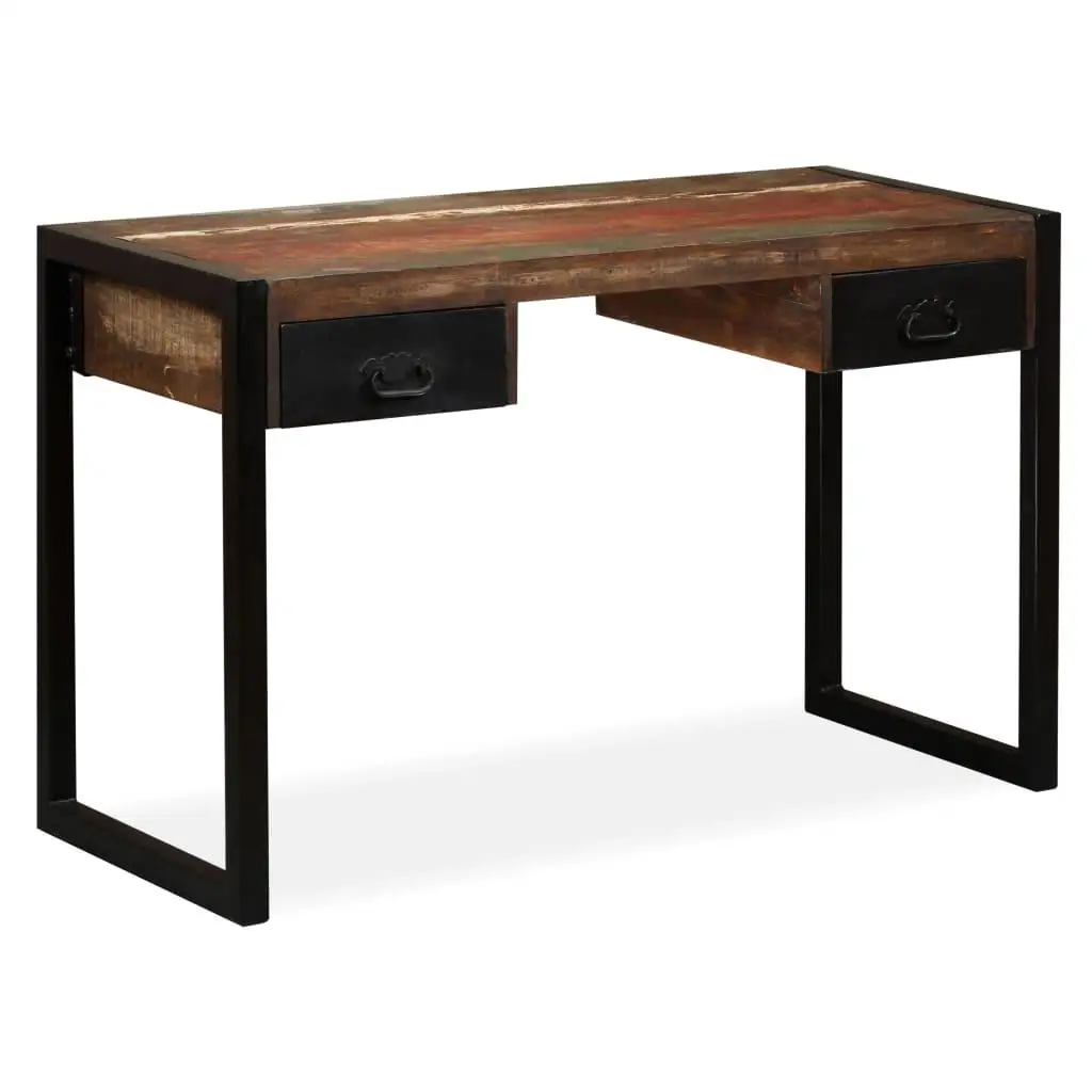 47.2” Solid Reclaimed Wood Desk with 2 Drawers - Stylish Home Office Furniture