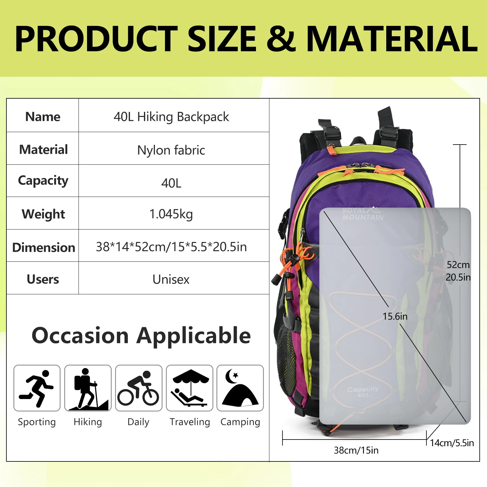 30L Wander- und Outdoor-Rucksack mit Regenschutz, wasserabweisendem Stoff, mehreren Fächern, geeignet für alle Geschlechter und jede Umgebung – Detail 2