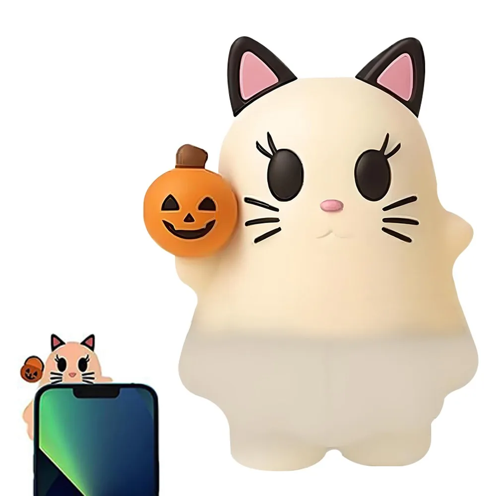 Peel-and-stick Ghostees Mystery Phone Buddy Mini Size Ghost Design Smartphone Figurine Ghost Pendant for Cell Phone Accessories