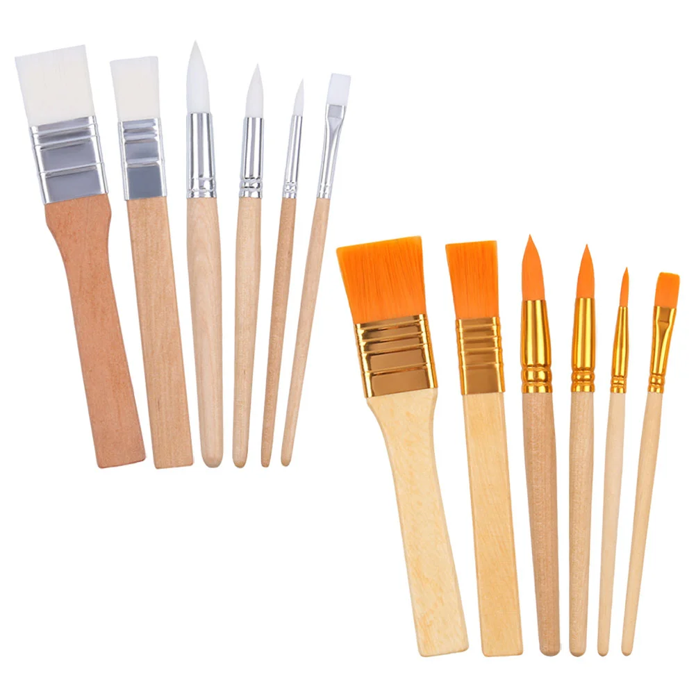 

12 Pcs Brush Convenient Painting Ergonomic Wear-resistant Major Portable Watercolor Daily for Acrylic Wood Nylon