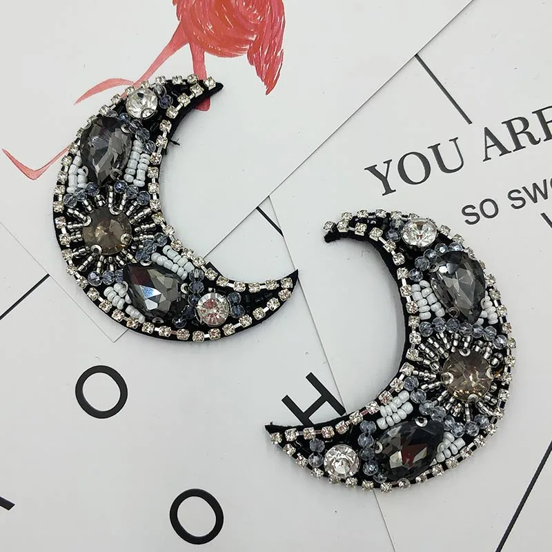 Mode Mond Strass Perlen Patches für Kleidung Nähen auf Pailletten Parch Abzeichen Applikation bestickt Parches Bordados Para – Detail 1