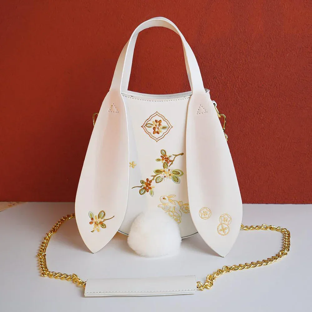 Chinese Embroidery Rabbit Handbag for Women Ancient Style Hanfu Decor Accessories Shoulder Bag 2023 Cute Tote Bag Crossbody Bags