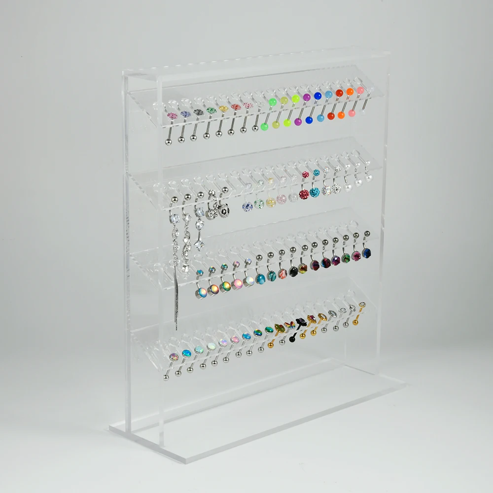 1 stücke Klar Acryl 72 Löcher 4 Schichten Starke Display-ständer Ohrring Bauchnabel Ring Lip Zunge Körper Piercing schmuck Solide Stehen – Detail 7