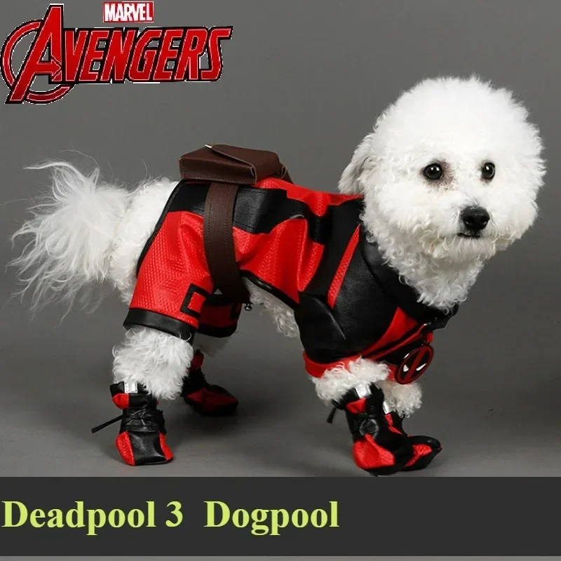 

Marvel Movie Deadpool 3Dogpool Cosplay Costume Pet Dog Warm Clothes Set Disney Cartoon Pet Dog Peripheral Accessories