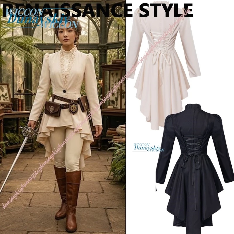 

Vintage Solid Robe Coat Medieval Prom Gown Performance Skirt Renaissance Style Cosplay Women's Outfit Stage Halloween Costume