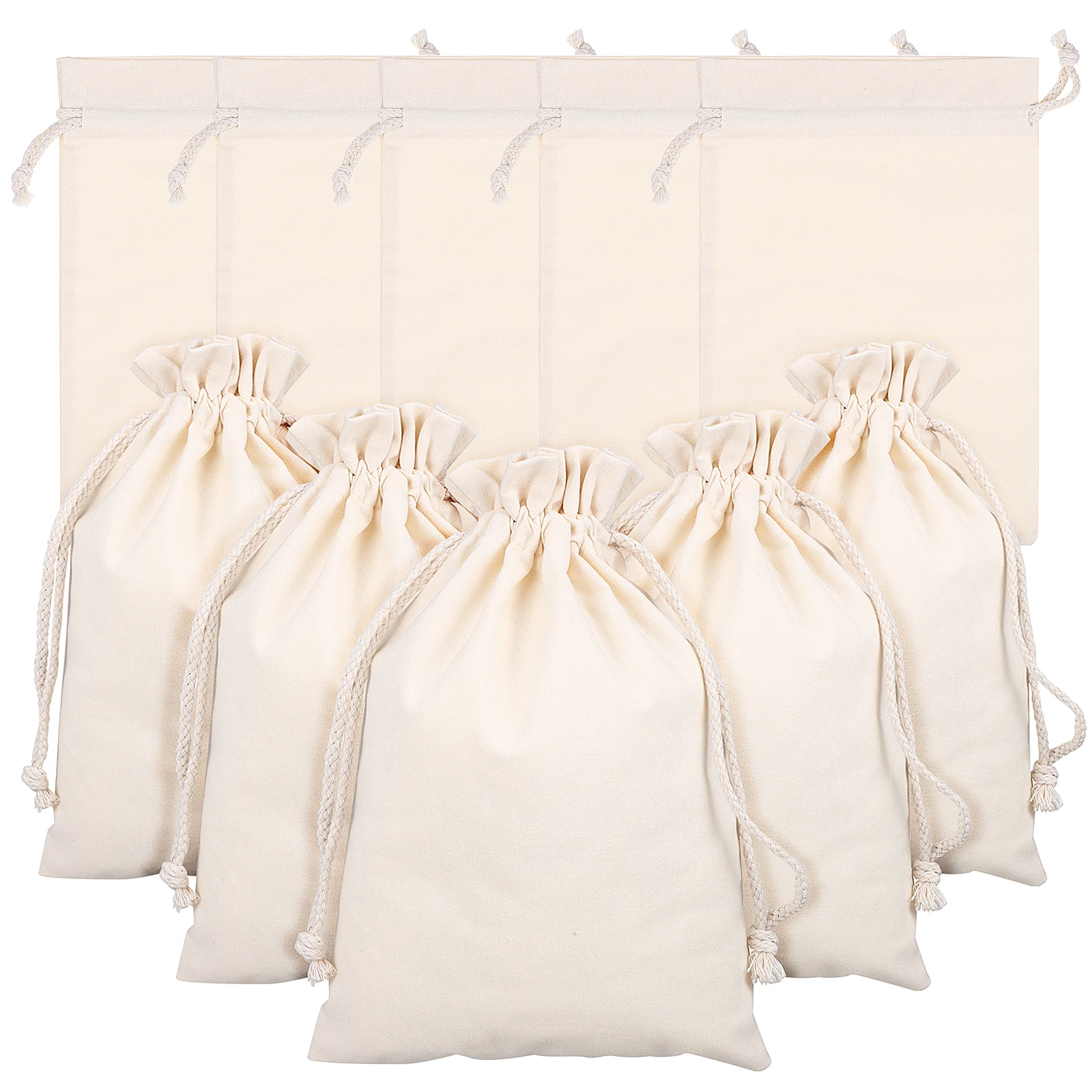 

10pcs Drawstring Bag 21x30cm Cotton Fabric Gift Muslin Bags Blank Plain Cloth Pouches Storage Travel Clothes Party