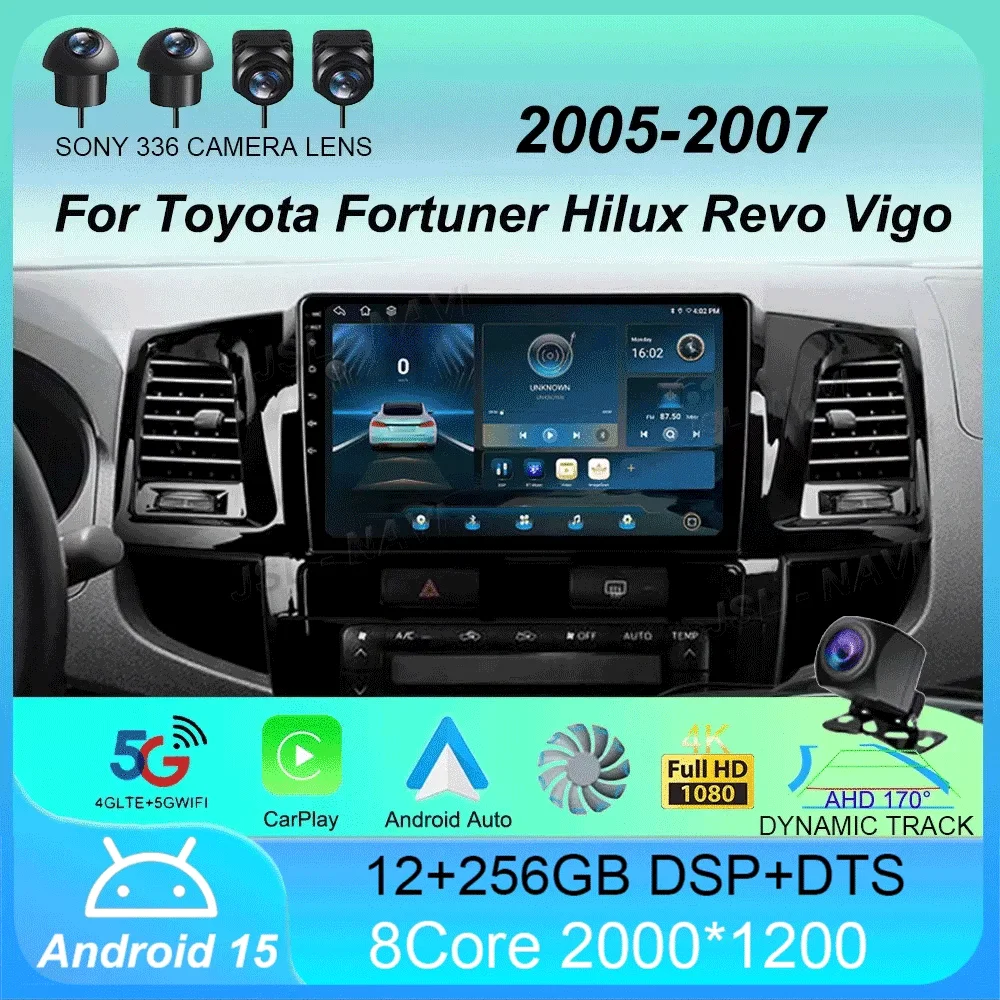 

Car Radio Android 15 Carplay Multimedia Player For Toyota Fortuner Hilux Revo Vigo 2005-2007 Autoradio Stereo 2din Head Unit