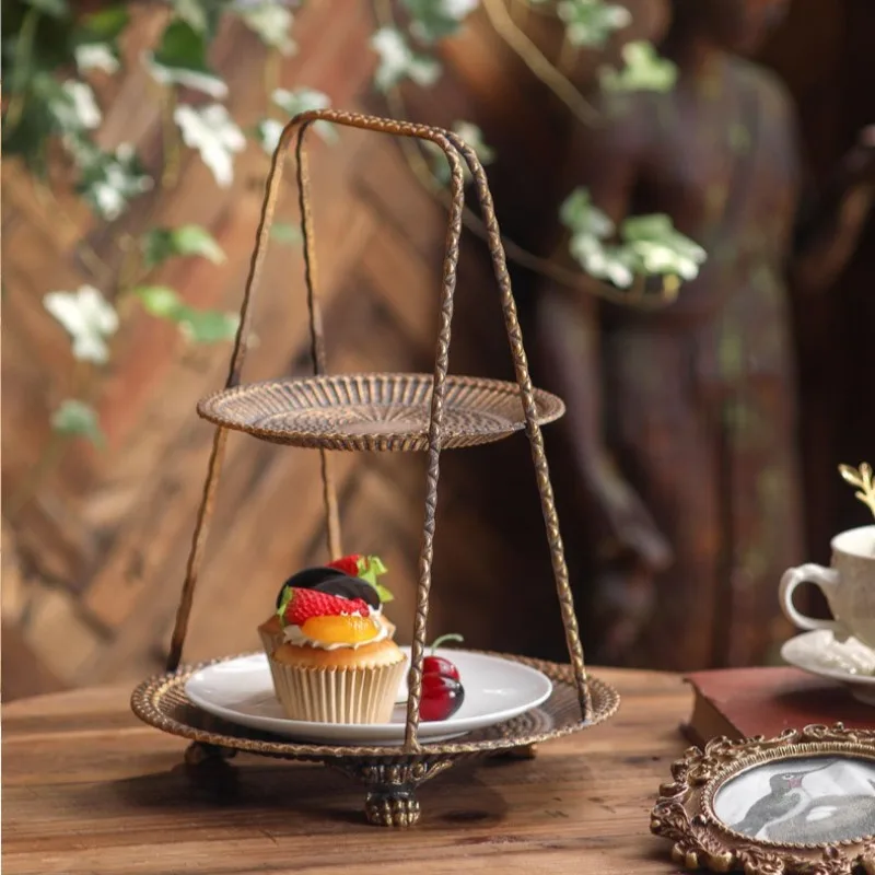 Vintage Metal Multi-layer Storage Trays Aesthetic Creative Luxury Nordic Dining Table Storage Trays Funny Gifts Room Decoration