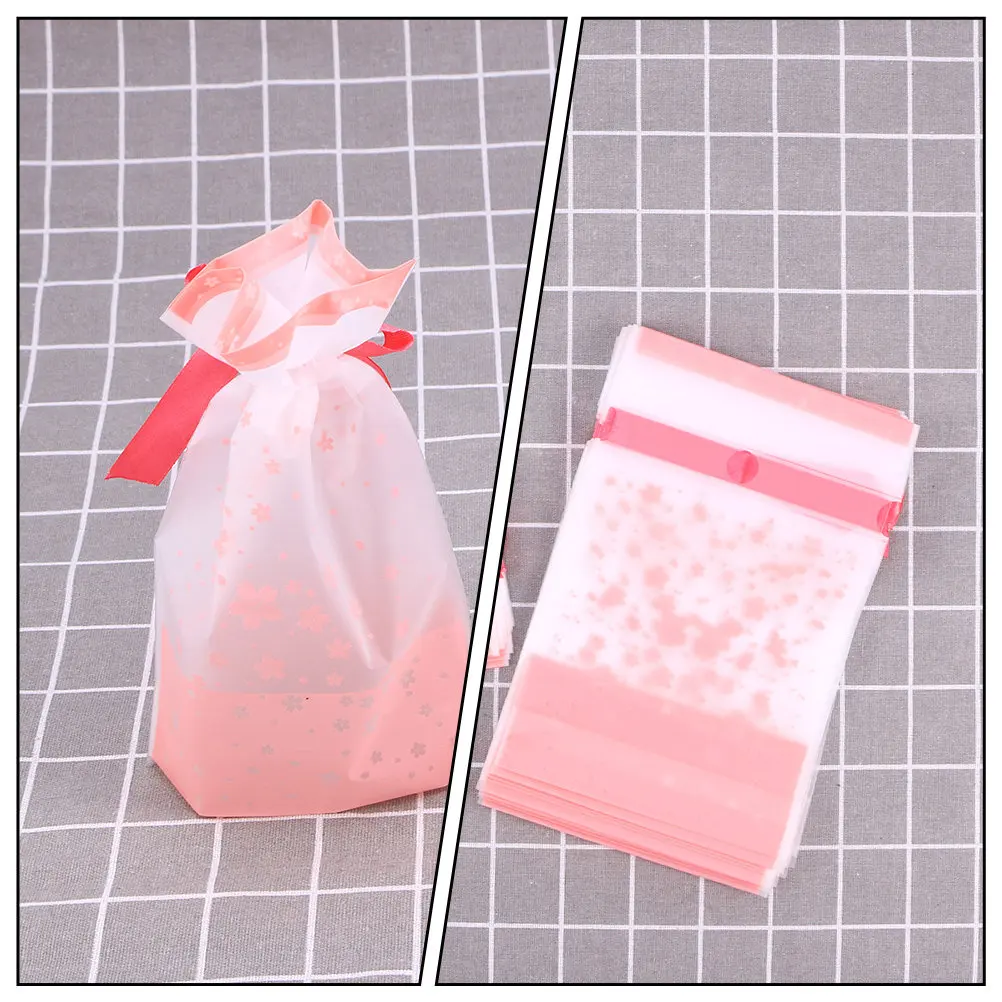 25Pcs Sakura Theme Candy Bags Fine Texture Drawstring Gift Storage Pouches for Wedding Favors Party Favors Tea Leaves Chocolates