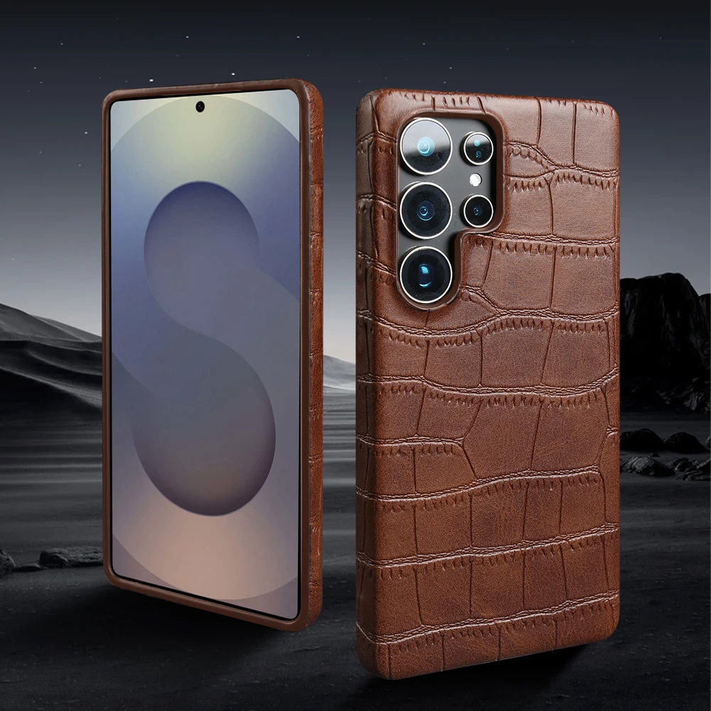 Etui na telefon ze skóry krokodyla do Samsung Galaxy S26 S25 S24 Ultra S23 S22 S21 Plus S20 FE Note 20 A16 A17 A55, tylna obudowa, futerały — zdjęcie produktu 5