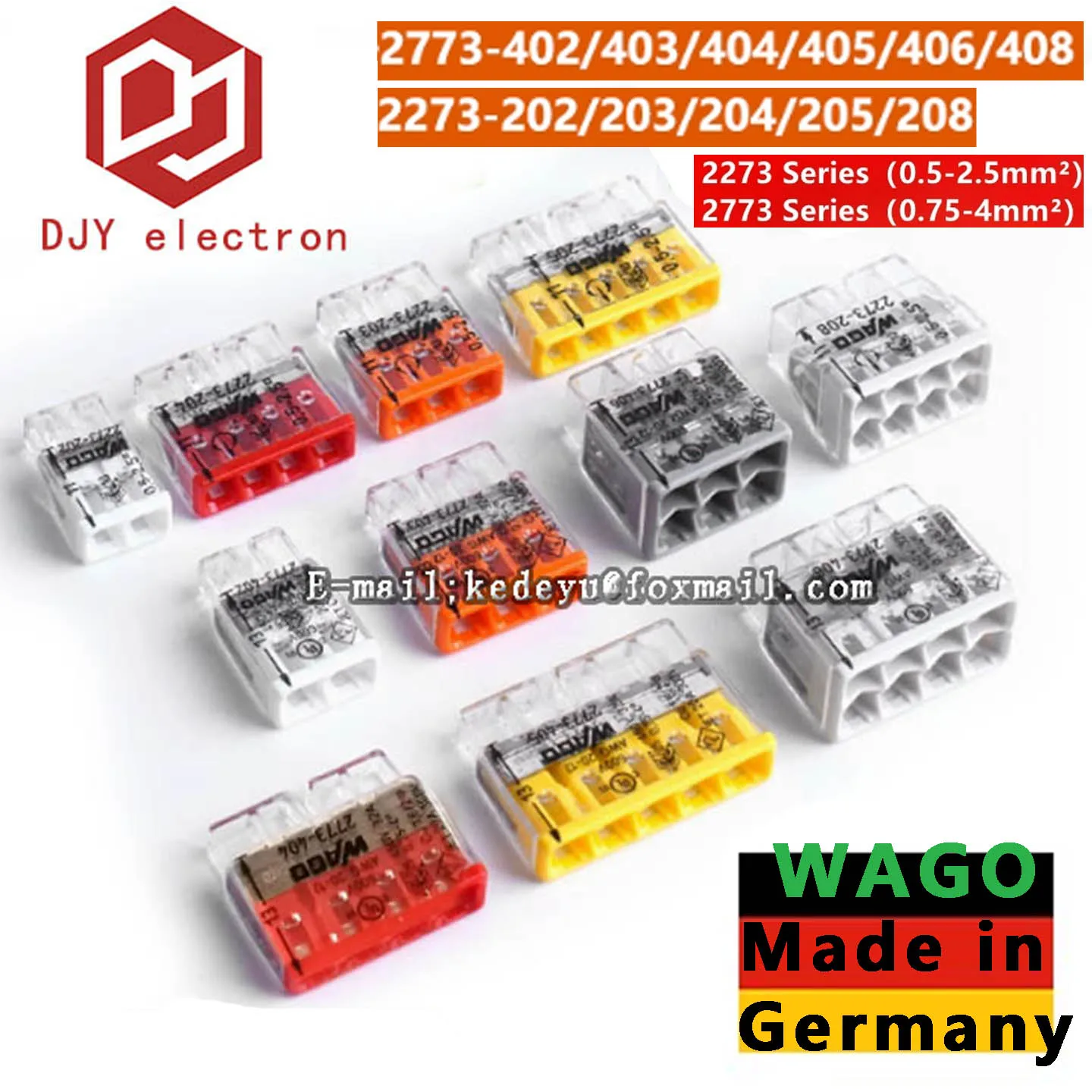 

10pcs Original Wago wiring terminal 2273-202 203 204 205 208 2773-402 403 404 405 406 408 Quick Line Splitting Wiring connector
