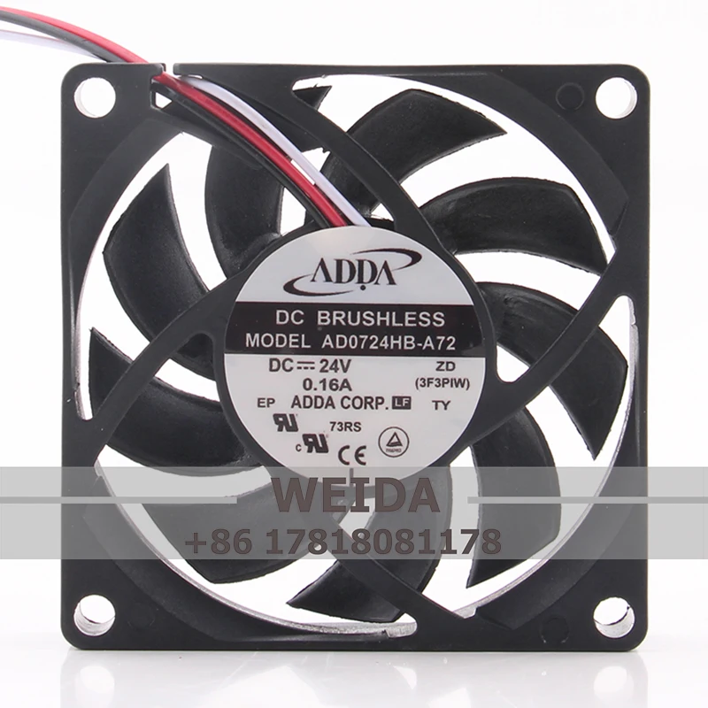 Original ADDA 12V 48V DC24V 0.16A EC AC 70X70X15MM 7015 7CM three-wire alarm AD0724HB-A72 Cooling fan