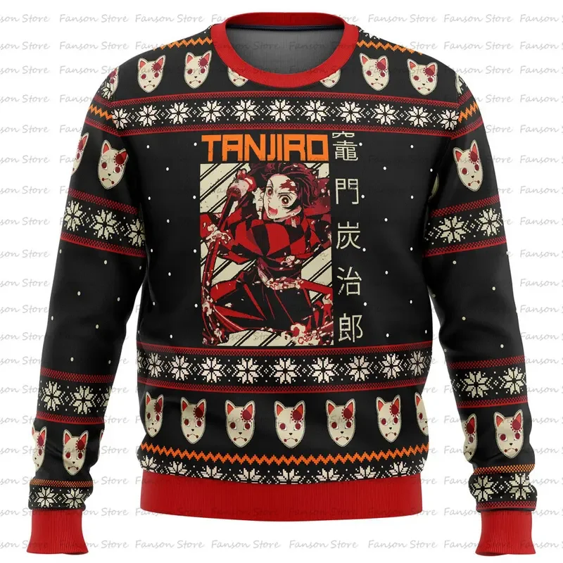 Christmas tanjiro Kamado ugly Christmas sweater New Fashion men pullover tops cartoon Japanese anime women hoodie sweatshirt