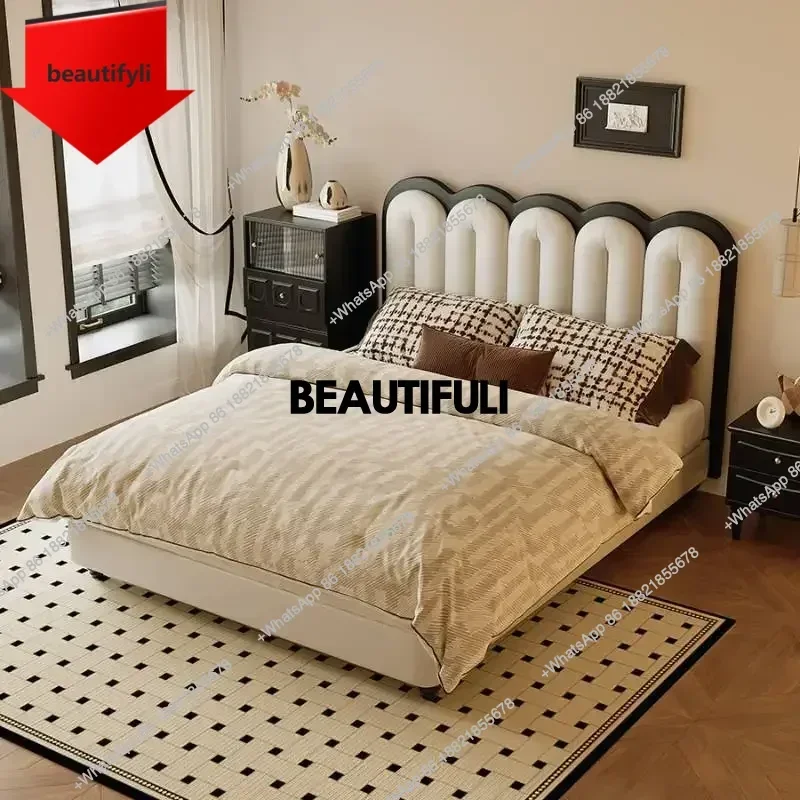 

Q181 Pretty European Elegant Bed Tall Headboard Unique Modern Platform Luxury Bed Frame Bases Bedroom Letto Matrimoniale Furnitu