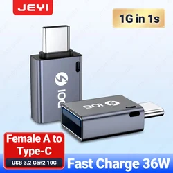 JEYI USB 3.2 to Type C OTG 10G Adapter, 36W Fast Charge Type C to USB 3.2 Converter, Male C to C 40Gbps Support TB 3