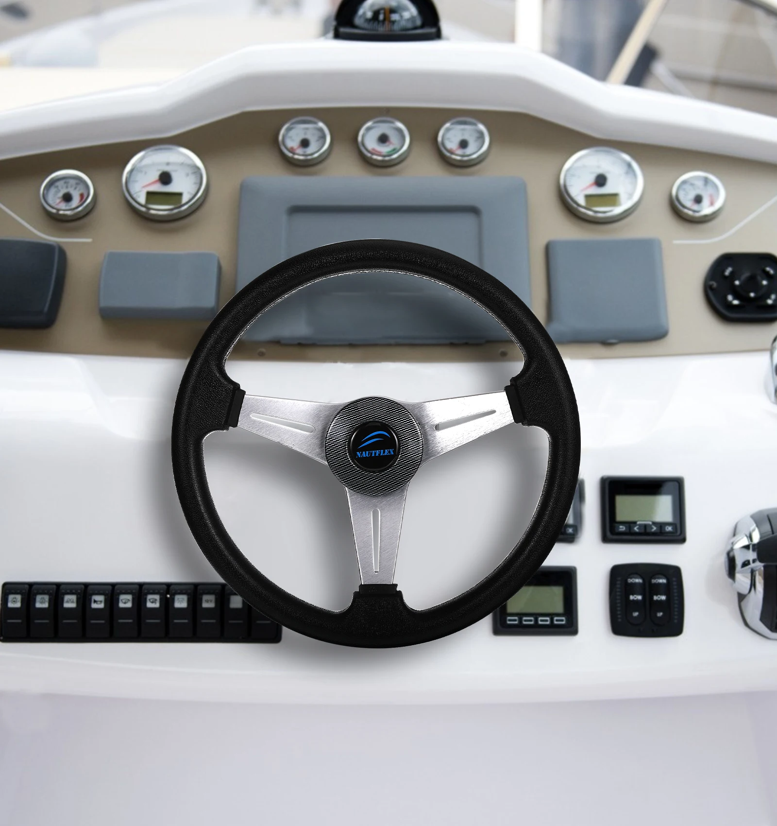 Speed Boat 3 Spoke Steering Wheel Yacht Seaboat Helm