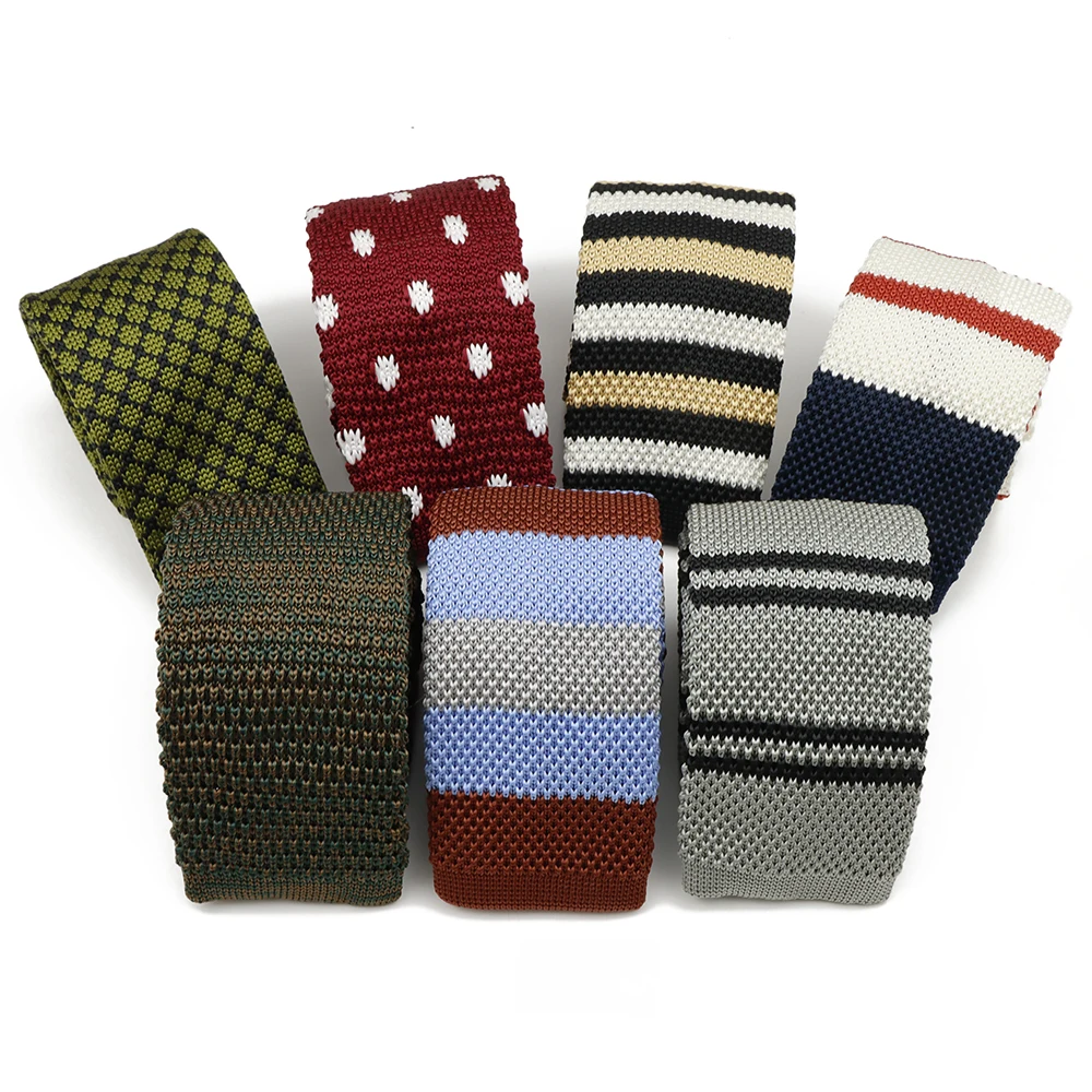 New 5.5cm Knitted Comfortable Tie for Men Women Red Green Grey Striped Colorful Pattern Slim Narrow Winter Tie Accessories Gift