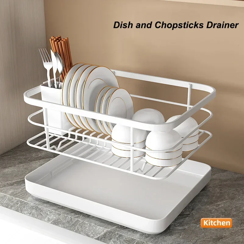 

Kitchen Single Layer Dish Drain Rack Stainless Steel Drying Drainer Storage Organizer Carbon Steel Kitchen Countertop Dish Rack