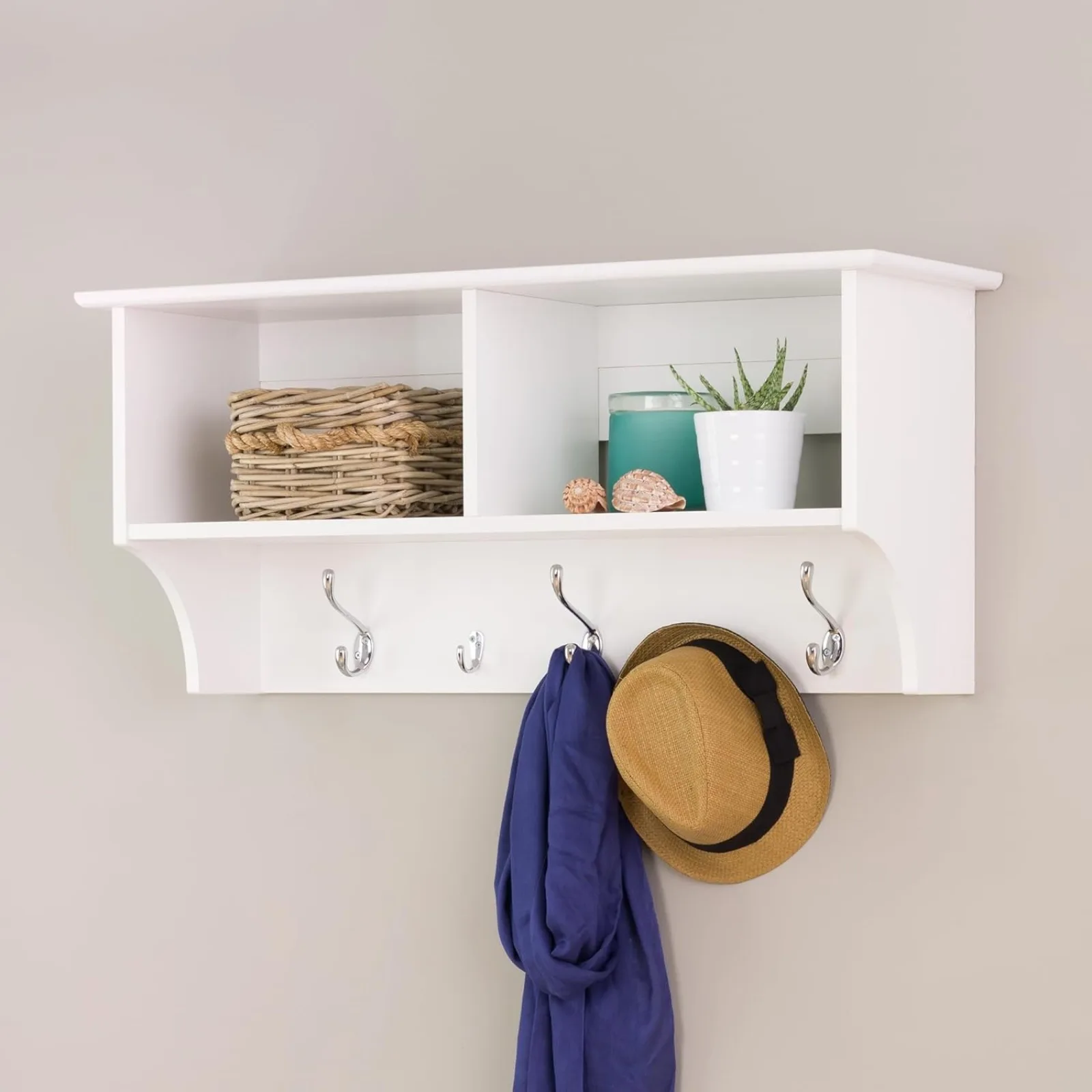 US 36 inch Wide Hanging Entryway Shelf, White