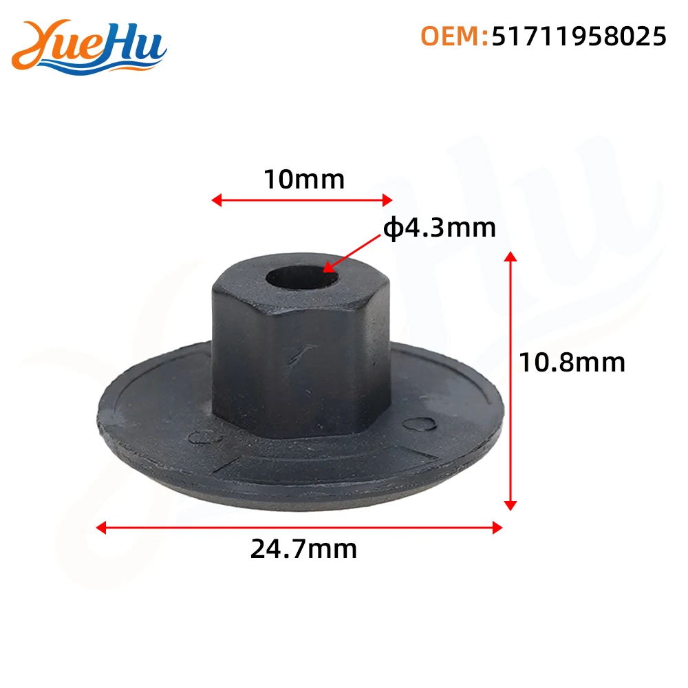 YUEHU 25PCS Hex Flange Nylon Nuts for BMW 51711958025 1 3 5 7 8Series X1 X3 X4 X5 X6 Z3 Z4 Fender Liner Extension Nut
