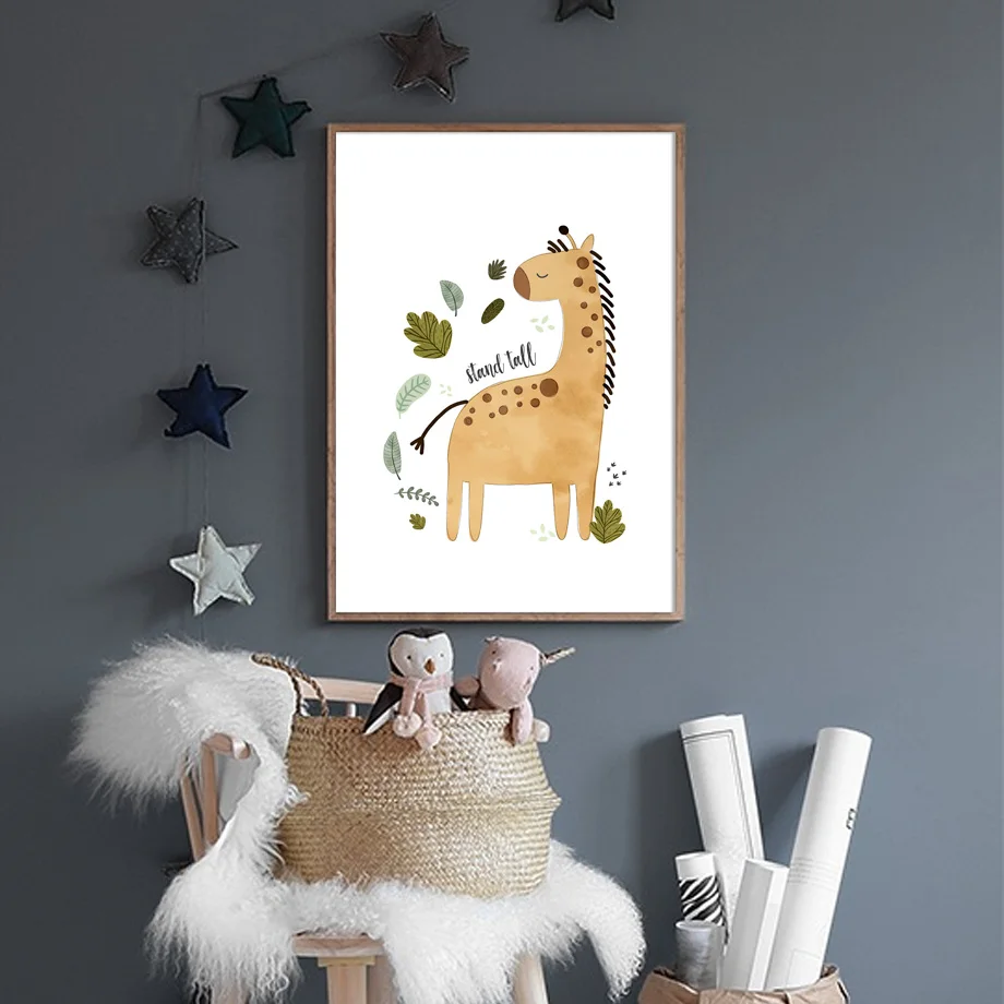 الزرافة الأسد الفيل زيبرا التمساح الرسم على لوحات القماش الجدارية الشمال الملصقات وطباعة جدار صور لغرفة المعيشة ديكور المنزل #2