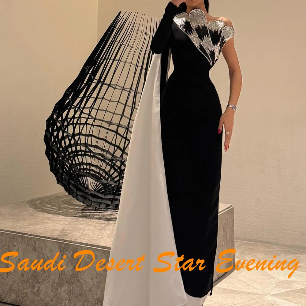 تخصيص رشيقة واتو قطار مطرزة الطيات كريستال صدفي فساتين حفلات أنيقة غمد واحد الكتف جيرسي طويلة الأكمام P