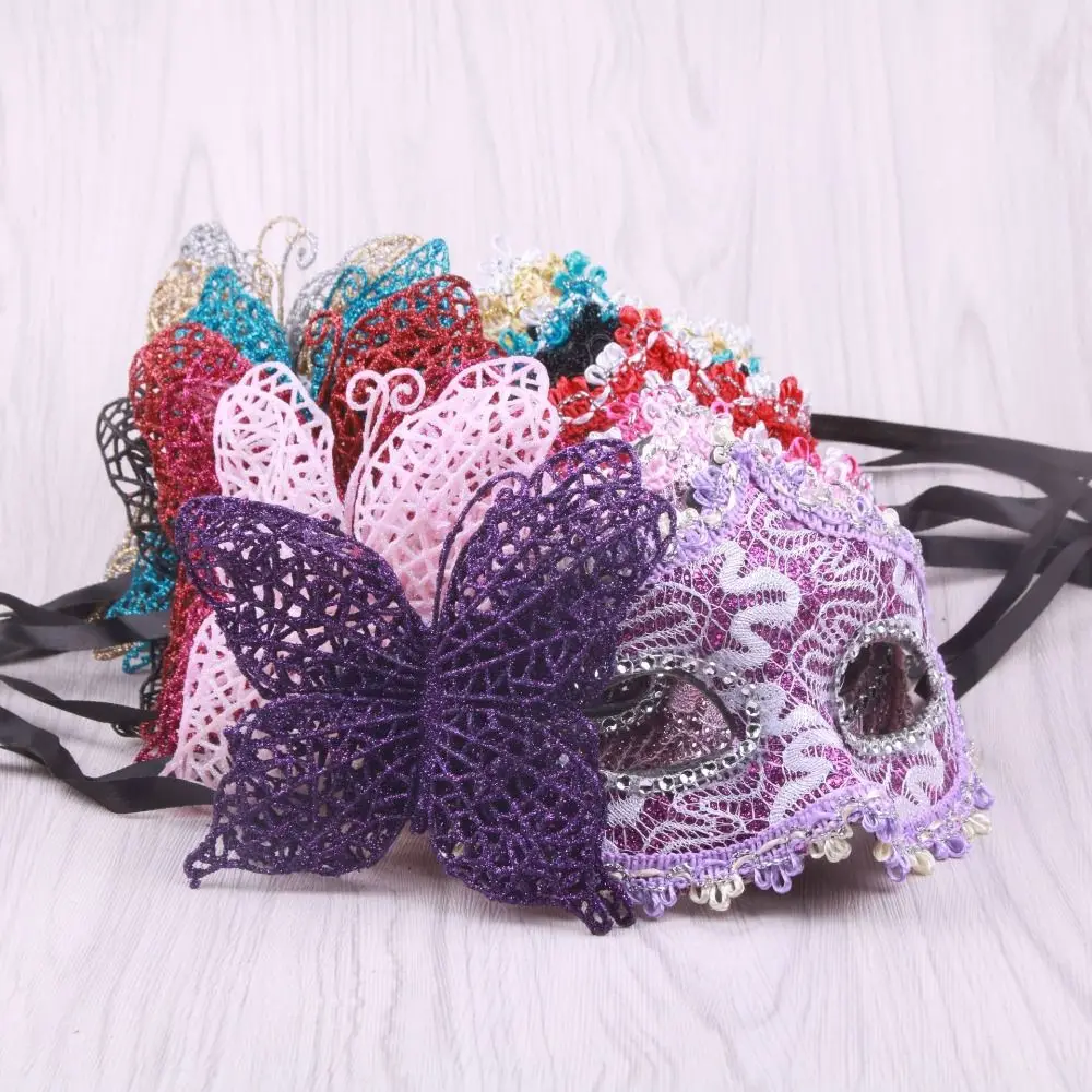 New Fashion Masquerade Mask Sexy Lace Side Butterfly Mardi Gras Mask Venetian Party Half Face Eye Mask