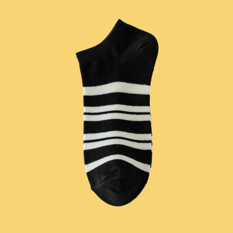 

2/5 Pairs Men's Striped Sports Sweat-absorbing Cotton Socks Men's Summer Socks Breathable Thin Short Tube Tide Socks