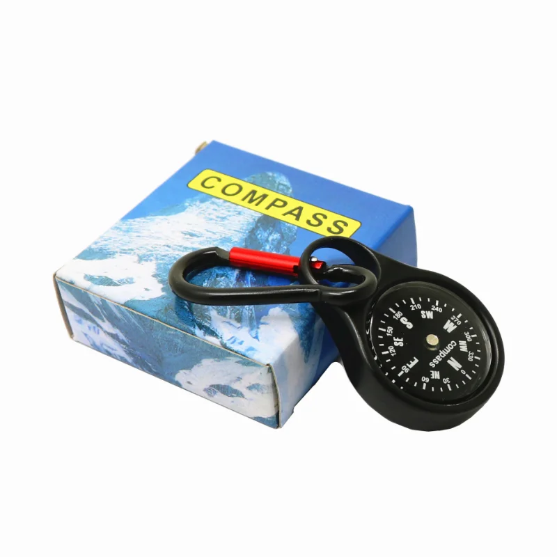 Double-sided Metal Keychain, Mini Compass, Mountaineering Key Buckle, Snap Hook, Thermometer Compass, Car