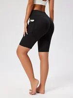 Women's Sports Shorts With Side Pockets Casual Shorts Leggings High Waist Tummy Control Running Leggings Compression Shorts - Image 4