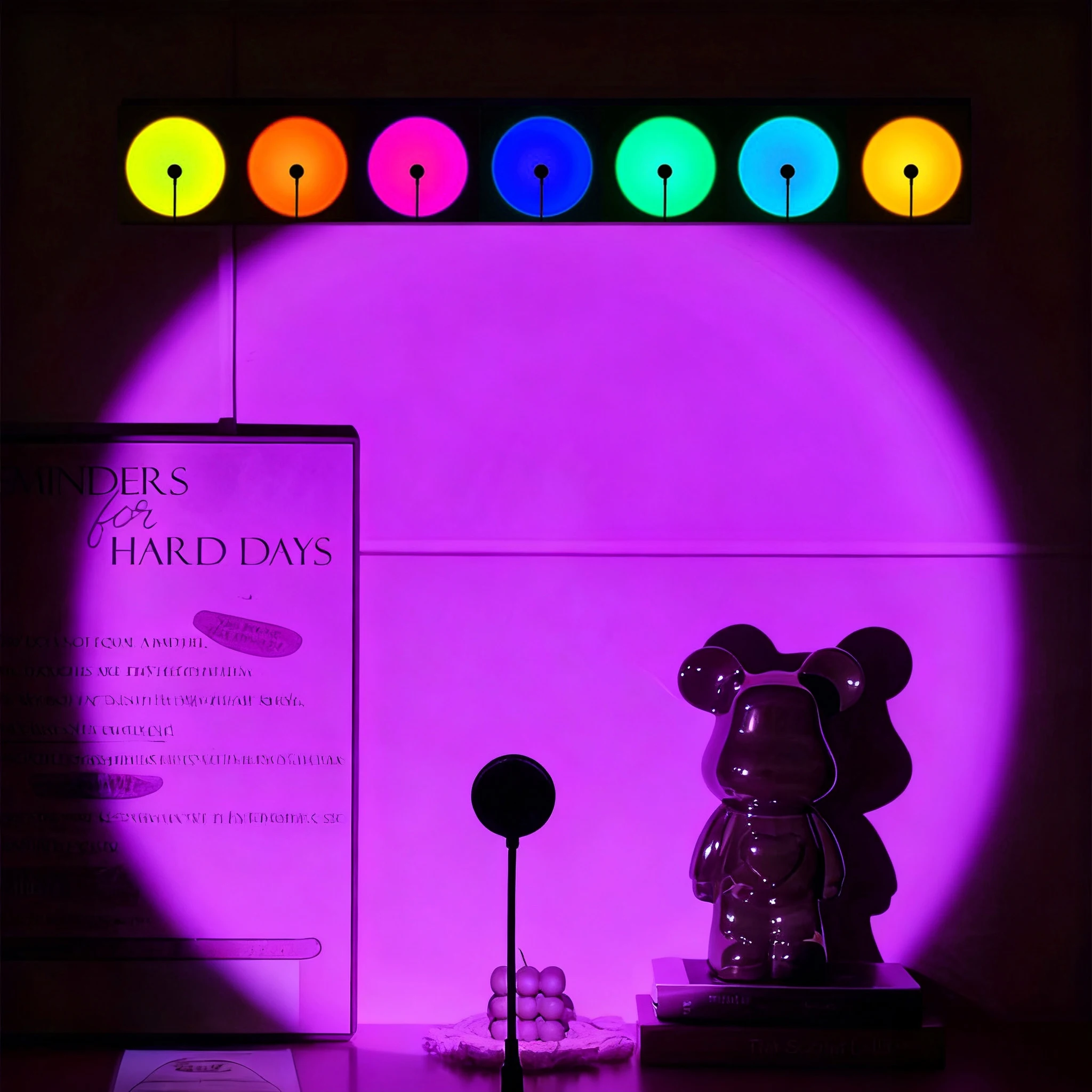 

Colorful LED sunset light, seven colors adjustable, sunset ambient lighting, suitable for party wall decoration.