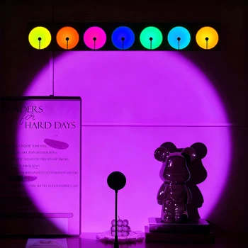Colorful LED Sunset Light, Seven Colors Adjustable, Sunset Ambient Lighting, Suitable for