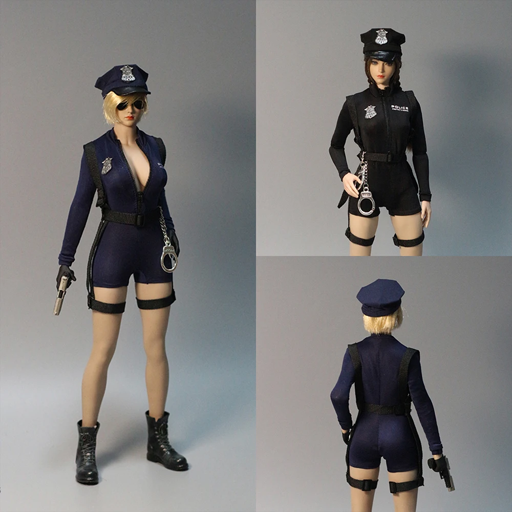 

DMTOYS 1/6 Scale Policewoman Cosplay Bodysuit Hat Shoulder Strap Costume Clothes Model Fit 12'' Female Action Figure Body Dolls