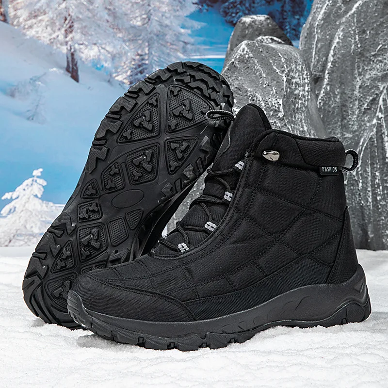 Botas de Senderismo de Invierno para Hombre, de Terciopelo, Cálidas y Gruesas, de Algodón, de Caña Alta, para Deportes al Aire Libre, Botas de Nieve Cómodas para Clima Frío