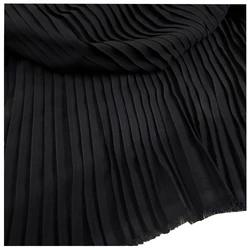 Tessuto Chiffon di perle pieghettato nero abito di stoffa arruffato abbigliamento materiali per cucire artigianali 150CM 59 