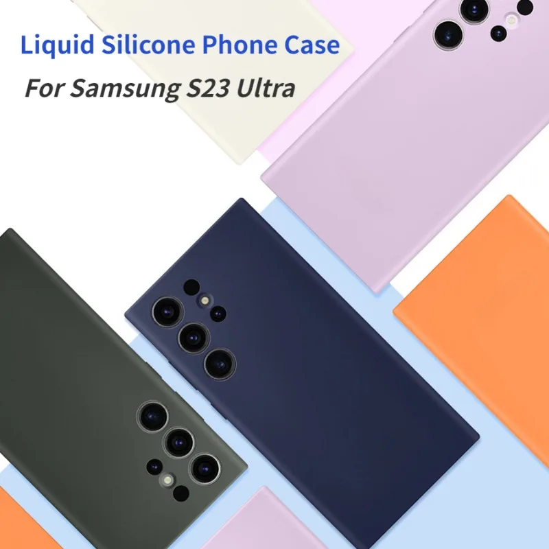 For Samsung S23 Ultra Liquid Silicone Case SM-S918B Protect Cover Official S23Ultra 5G Silicone Cover Soft Back Shockproof