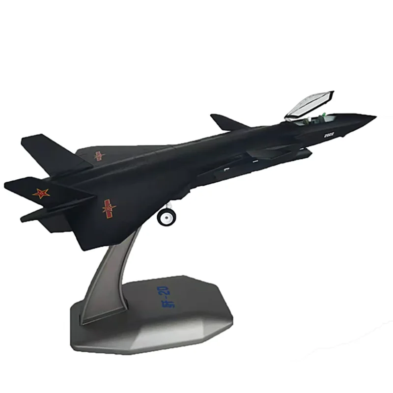 1:72 Scale Black J-20 Alloy Die Cast Militarized Combat Aircraft Model Simulation Military Aircraft Model Collection Toy Gift